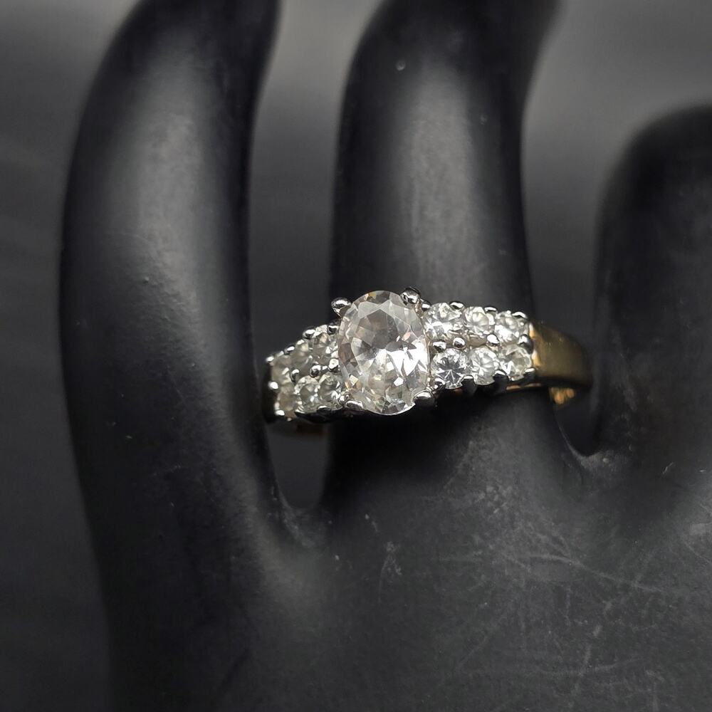 Gold Tone Rhinestone Ring Size 6.75 Thailand costume Jewelry